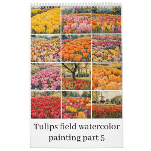 Tulpen veld waterverf schilderij 5 kalender