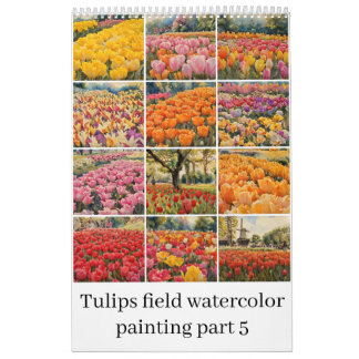 Tulpen veld waterverf schilderij 5 kalender
