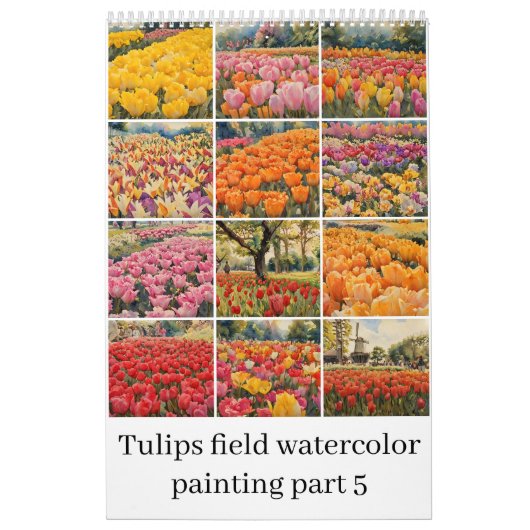 Tulpen veld waterverf schilderij 5 kalender (Hoes)