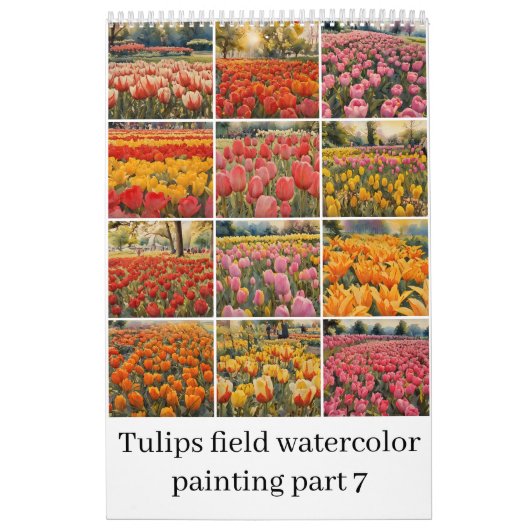 Tulpen veld waterverf schilderij 7 kalender (Hoes)
