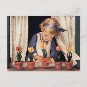 Tulpen verpotten door Jessie Willcox Smith Briefkaart