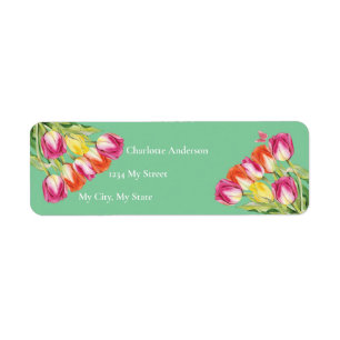 Tulpen & Vlinder Groen Bruiloft Feest Etiket
