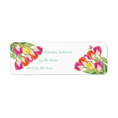 Tulpen & vlinder wit Vrijgezellenfeest Etiket (Voorkant)