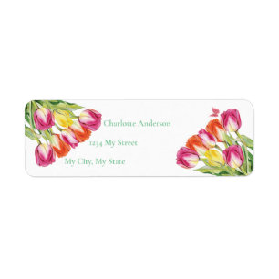 Tulpen & Vlinder Witte Bruiloftsdouche Etiket