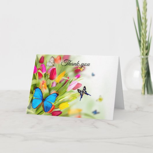 Tulpen & vlinders bedankt kaart (Voorkant)