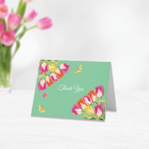 Tulpen & Vlinders Groen Bruiloftsontbijt    Bedankkaart
