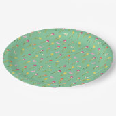 Tulpen & Vlinders Groen Patroon Papieren Bordje (Gekanteld)