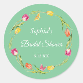 Tulpen & Vlinders Groen Vrijgezellenfeest Ronde Sticker