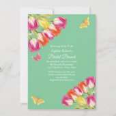 Tulpen & Vlinders Groene Bruids Brunch Party Kaart (Voorkant)
