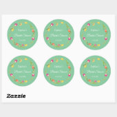 Tulpen & Vlinders Groene Bruidsdouche Ronde Sticker (Vel)