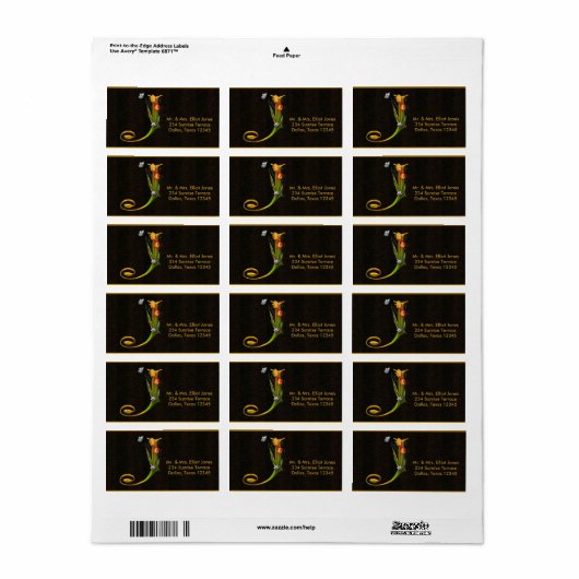 Tulpen Vlinders Letter J Monogram Adreslabel Etiket (Full Sheet)