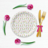 Tulpen & Vlinders Wit Patroon Papieren Bordje