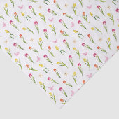 Tulpen & Vlinders Wit Patroon Tissuepapier (Detail)