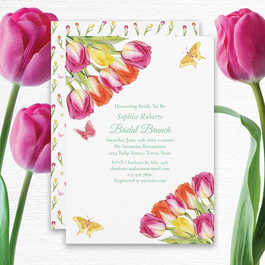 Tulpen & Vlinders Witte Bruids Brunch Kaart