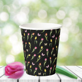 Tulpen & Vlinders Zwart Patroon Papieren Bekers