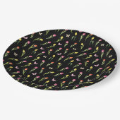 Tulpen & Vlinders Zwart Patroon Papieren Bordje (Gekanteld)