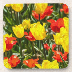 Tulpen voor rood en geel bier onderzetter