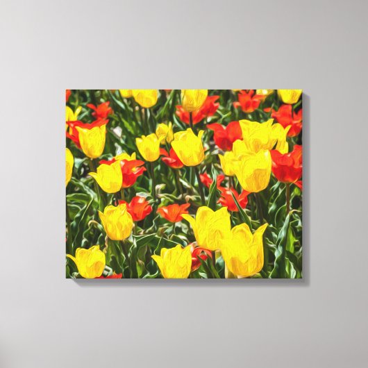 Tulpen voor rood en geel canvas afdruk (Voorkant)