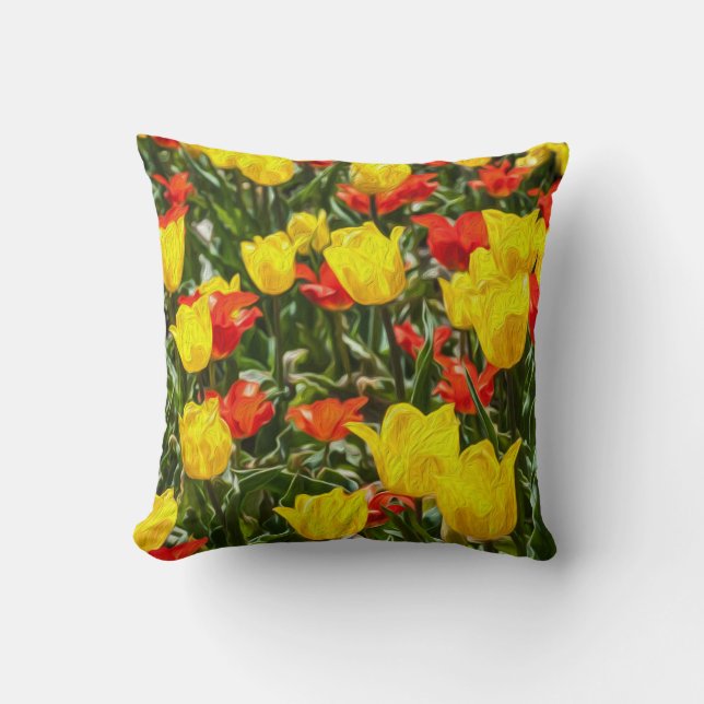 Tulpen voor rood en geel kussen (Voorkant)