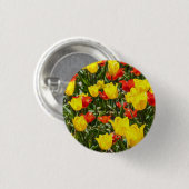 Tulpen voor rood en geel ronde button 3,2 cm (Voorkant /achterkant)