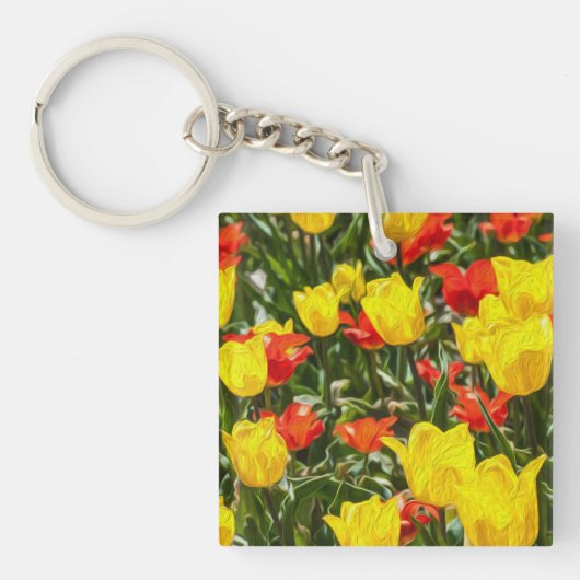 Tulpen voor rood en geel sleutelhanger (voorkant)