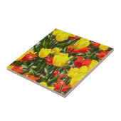 Tulpen voor rood en geel tegeltje (Zijkant)