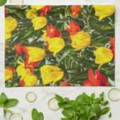 Tulpen voor rood en geel theedoek (Gevouwen)