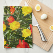 Tulpen voor rood en geel theedoek (Quarter Fold)