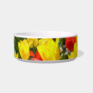 Tulpen voor rood en geel voerbakje