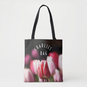 Tulpen voor rood en wit en roze tote bag
