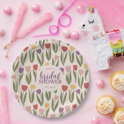 Tulpen Vrijgezellenfeest gepersonaliseerd Papieren Bordje (Feest)