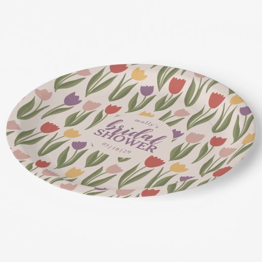 Tulpen Vrijgezellenfeest gepersonaliseerd Papieren Bordje (Gekanteld)