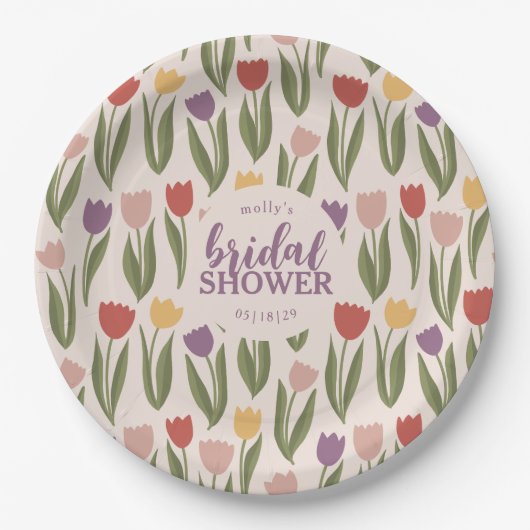 Tulpen Vrijgezellenfeest gepersonaliseerd Papieren Bordje (Voorkant)