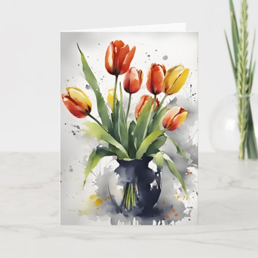Tulpen - Watercolor bloemen Kaart (Voorkant)