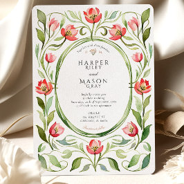 Tulpen Watercolor Trouwkaart Vintage Kaart