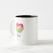 Tulpen Waterverf Roze Bloemen Happy Easter Tweekleurige Koffiemok (Voorkant links)
