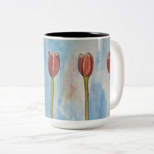 Tulpen Waterverf tweetone koffie Mok