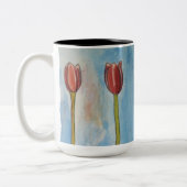 Tulpen Waterverf tweetone koffie Mok (Links)