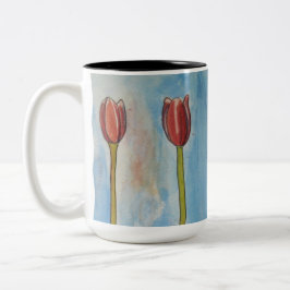 Tulpen Waterverf tweetone koffie Mok