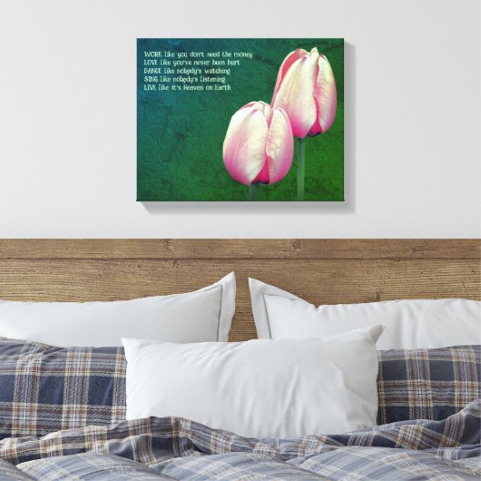 Tulpen Werk Liefde Dans Live Inspirerend Canvas Afdruk (Insitu (Slaapkamer))