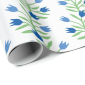 Tulpen Wingerd in Blauw en Groen Cadeaupapier (Rol Hoek)