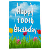 Tulpen Zak Medium 100e Verjaardag Cadeauzakje (Voorkant)