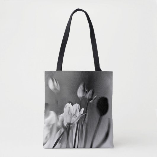Tulpen Zwarte en Witte Boodschappentas Tote Bag (Voorkant)
