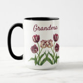 Tulpenbeker met naam en dieprode tulpen mok (Links)