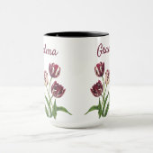 Tulpenbeker met naam en dieprode tulpen mok (Midden)