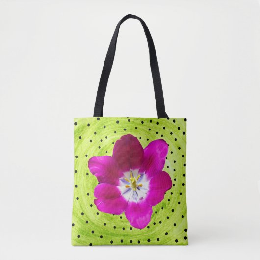 Tulpenbloem en polka tote bag (Voorkant)