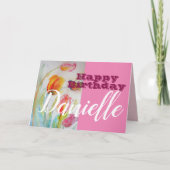 Tulpenbloem Happy Birthday Vrouwen Naam Kaart (Voorkant)