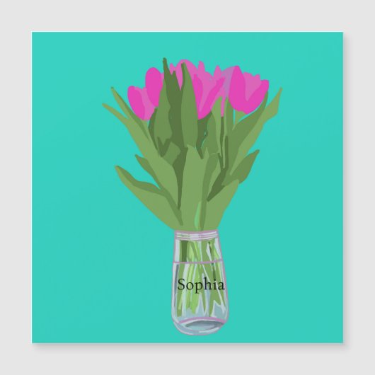 Tulpenbloem Moderne Illustratie + Naam (Voorkant)