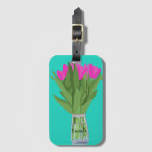  Tulpenbloem Moderne Illustratie + Naam Bagagelabel (Voorkant (verticaal))