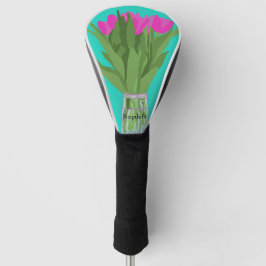 Tulpenbloem Moderne Illustratie + Naam Golfheadcover